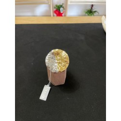 Anello a disco bicolore martellato - Oro e Argento - Design Bold