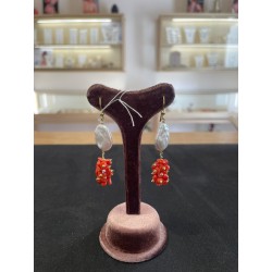 Orecchini in Argento 925, Perle Barocche e Corallo Naturale
