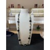 Collana Lunga 100cm Labradorite Verde e Onice - Design Rombi - Oro