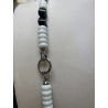 Collana Onice Nero e Agata Bianca - Design Geometrico - 74cm