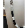 Collana Onice Nero e Agata Bianca - Design Geometrico - 74cm