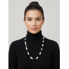 Collana Onice Nero e Agata Bianca - Design Geometrico - 74cm