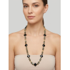 Collana Lunga 100cm Labradorite Verde e Onice - Design Rombi - Oro