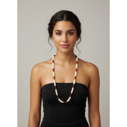 Collana in Madreperla, Giada Ruby ed Ematite - Toni Rosso e Bianco