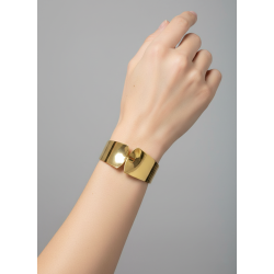 Bracciale Rigido Manchette in Acciaio Dorato - Design Moderno Minimal