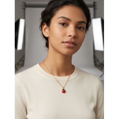 Collana Bambina in Acciaio Dorato - Pendente Coccinella Portafortuna