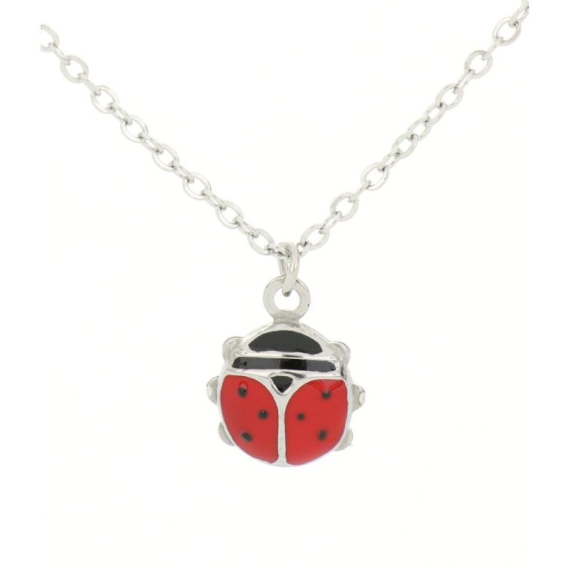 Collana Bambina in Acciaio Dorato - Pendente Coccinella Portafortuna