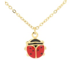 Collana Bambina in Acciaio Dorato - Pendente Coccinella Portafortuna