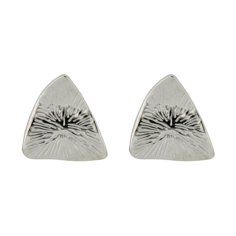 Orecchini triangolari argento - Texture radiale - Acciaio Inox