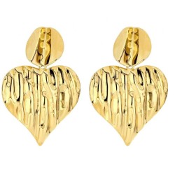 Orecchini cuore maxi effetto metallo fuso - Acciaio Inox - Oro