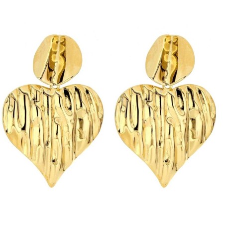 Orecchini cuore maxi effetto metallo fuso - Acciaio Inox - Oro