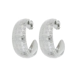 Orecchini a cerchio argento - Acciaio Inox - Trama intrecciata